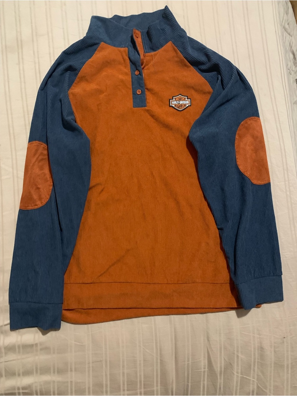 Harley-Davidson Men’s Corduroy Orange & Blue Long Sleeve